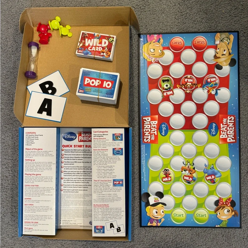 Disney Beat the Parents Board Game - Kids vs. Grown Ups - Complete